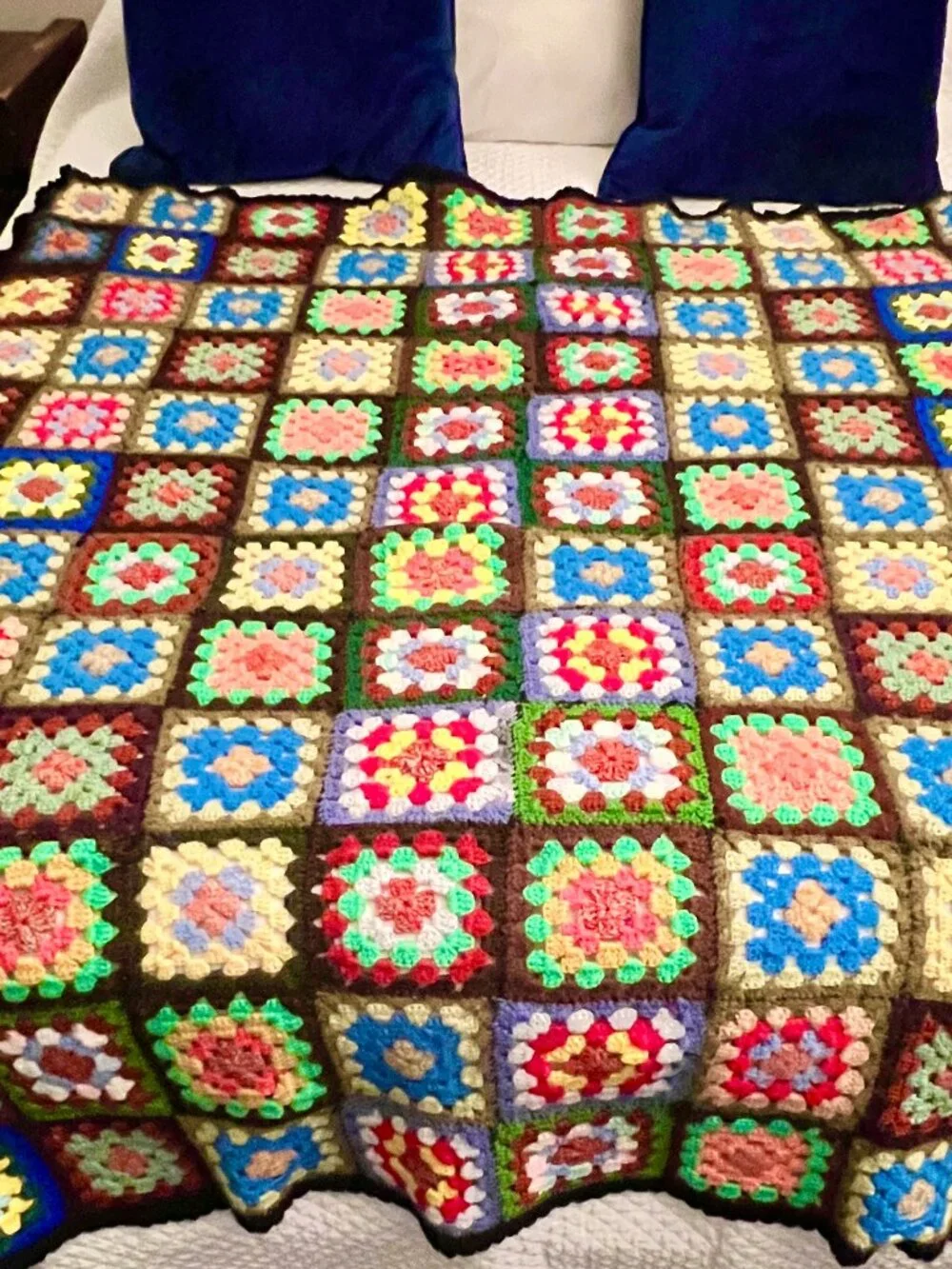 Handmade Vintage Granny Square Afghan 56